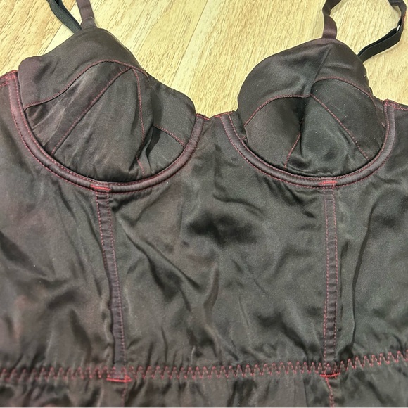 Fleur Du Mal Black Satin Bullet Bodysuit- Small - Picture 3 of 5